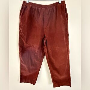 Cabin Creek pull on corduroy crop pants with pockets SZ 14P